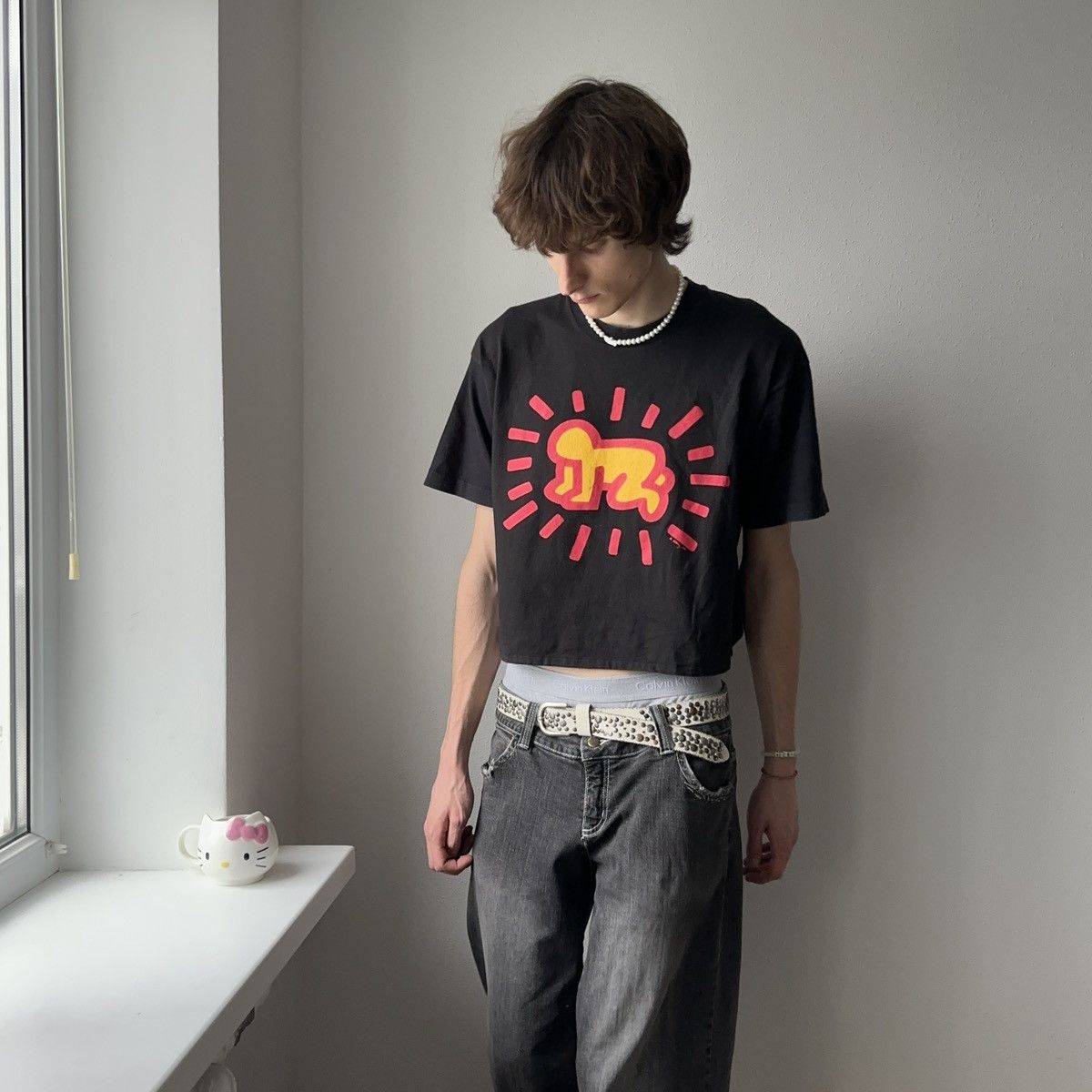 Keith Haring RARE 1990 Keith Haring Barking Dog Vintage Cropped T Shirt Size US XL / EU 56 / 4 - 3 Thumbnail