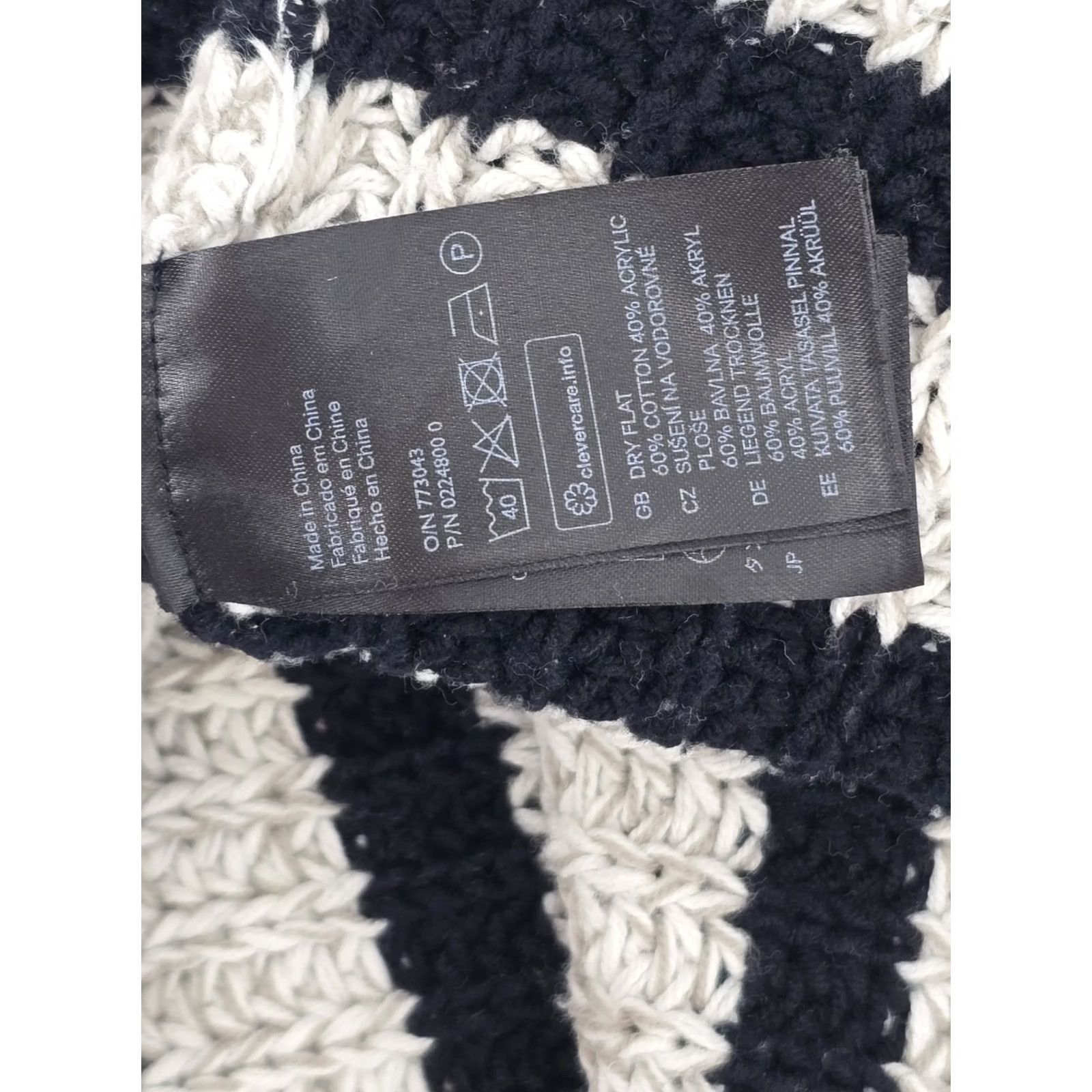 H&M H&M Chunky Knit Sweater Women's Black Off-White Striped Loose Fit Pullover- L Size L / US 10 / IT 46 - 5 Thumbnail