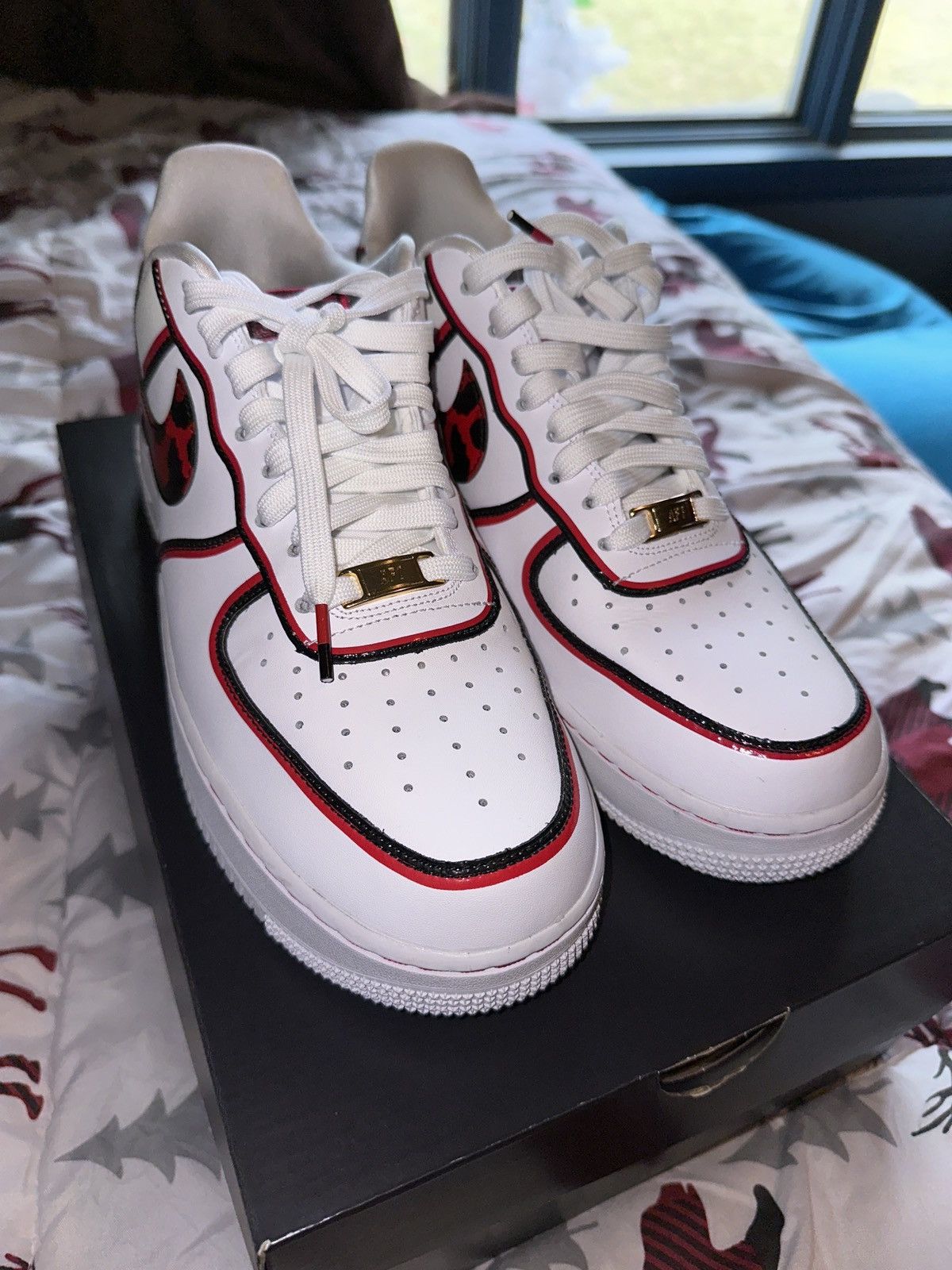 image of Nike Dennis Rodman Air Force 1’S Shoes in White/Red/Black, Men's (Size 10)