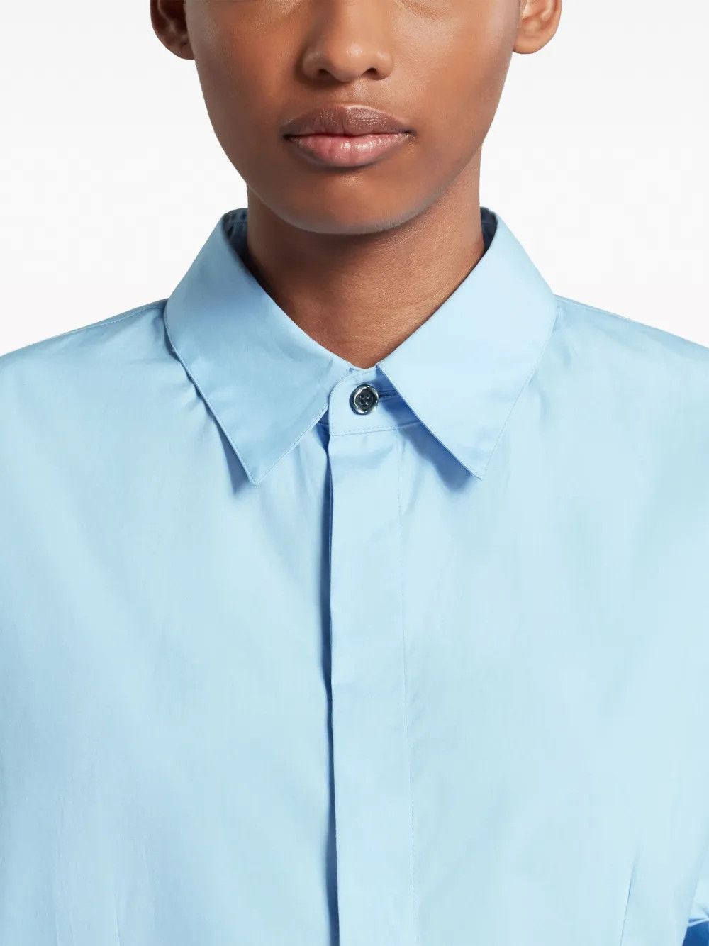 Marni o1w1db10125 Long Sleeve Cropped Cotton Shirt in Light Blue Size M / US 6-8 / IT 42-44 - 5 Thumbnail