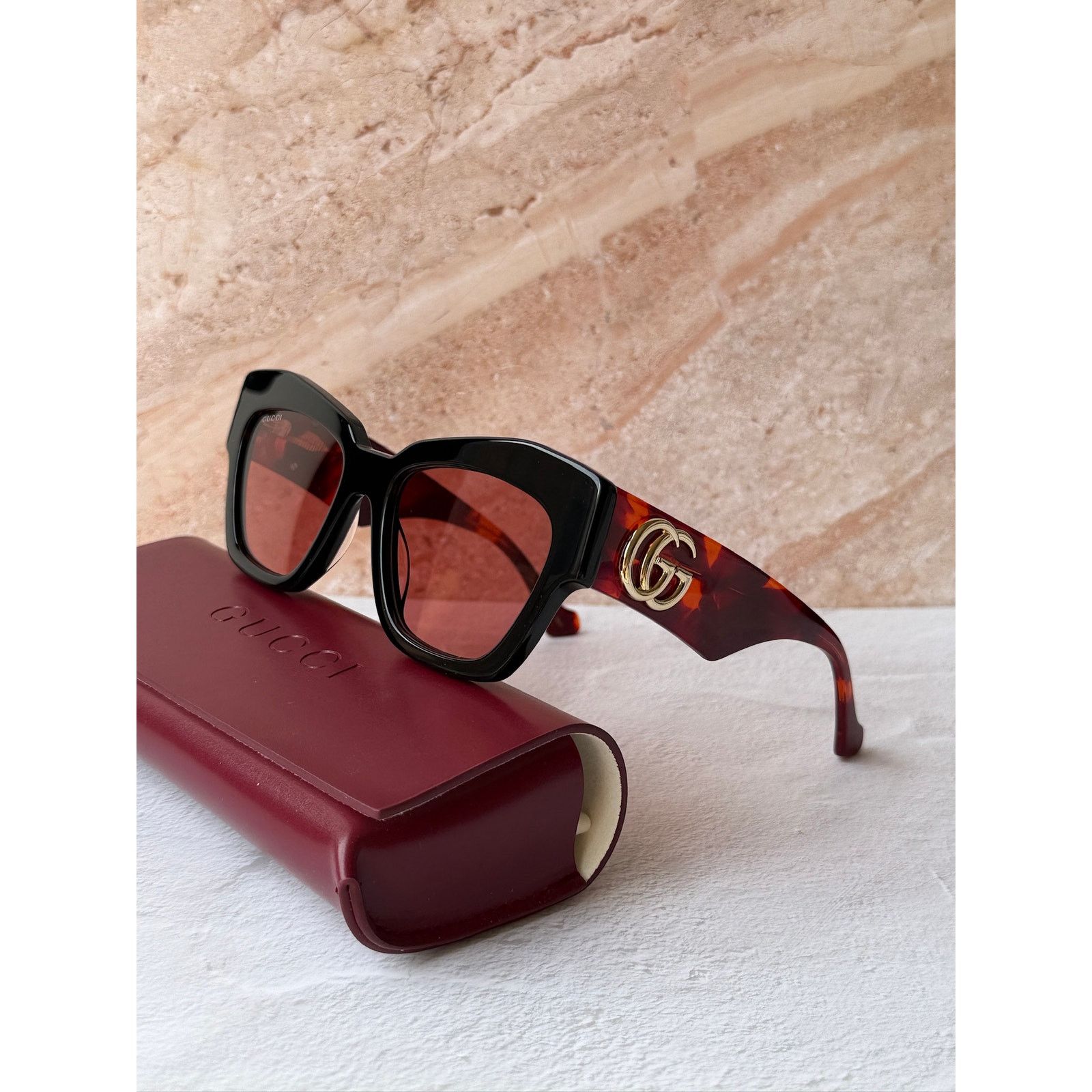 Gucci NEW Gucci GG1422S Black Red Marmont Cat Eye Sunglasses Size ONE SIZE - 4 Thumbnail