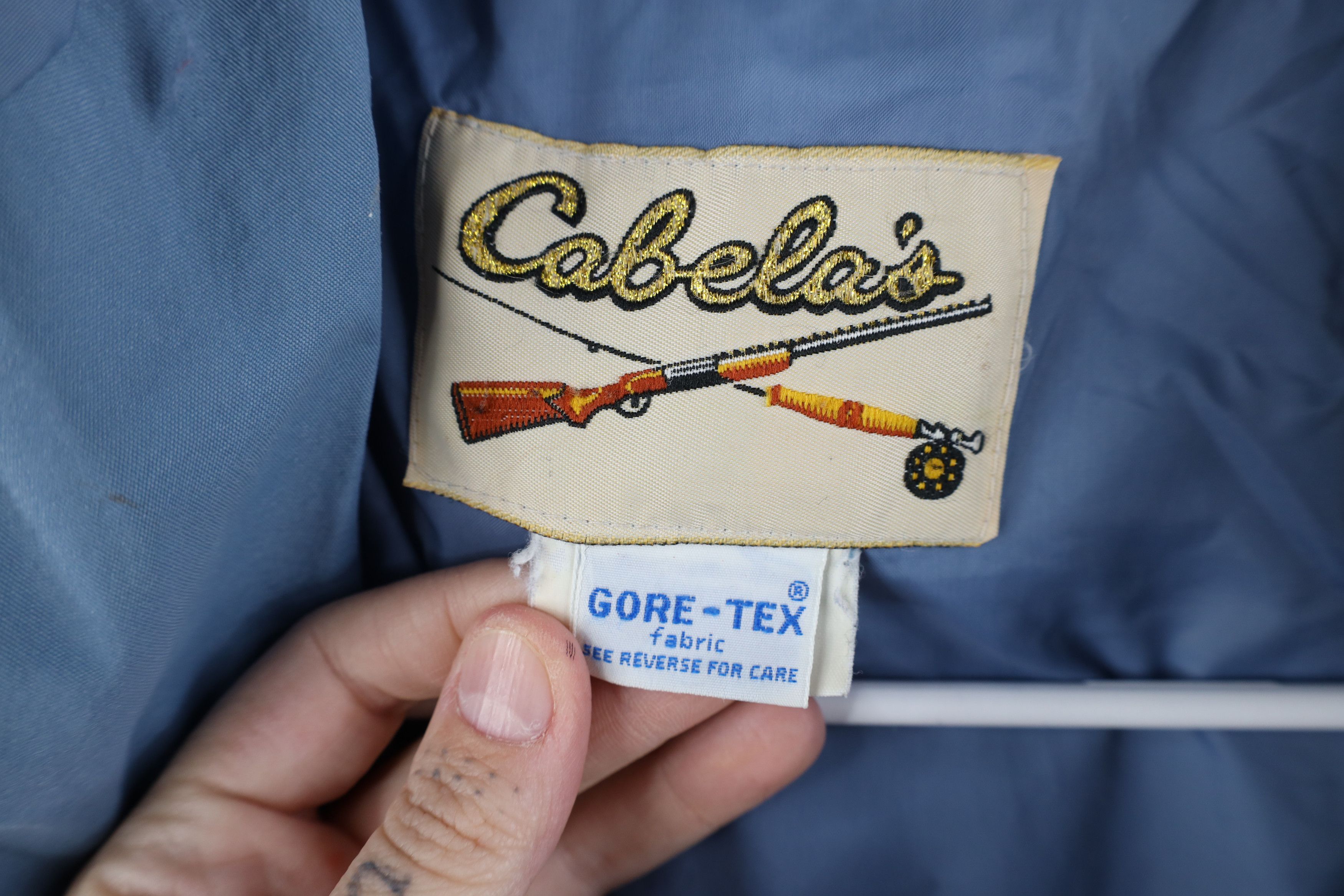 Cabelas × Vintage Vintage 80s 90s Cabelas Goretex Hooded Rain Jacket Blue Size US L / EU 52-54 / 3 - 10 Thumbnail