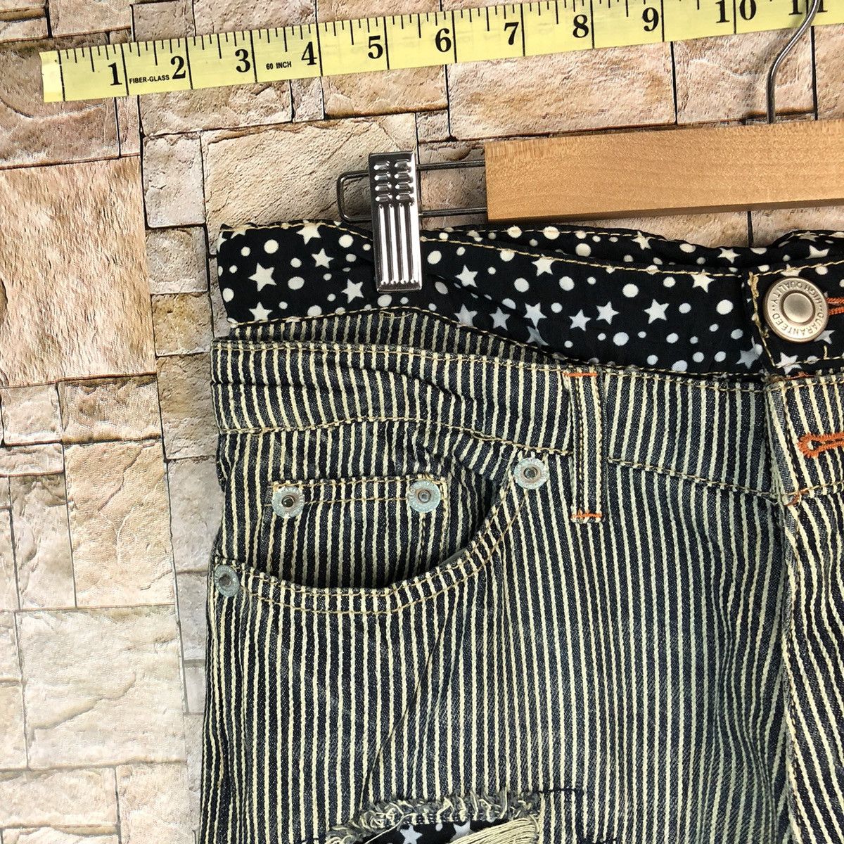 Japanese Brand Japan double waist Stripe Distressed cargo Pants #A1021 Size US 29 - 7 Thumbnail
