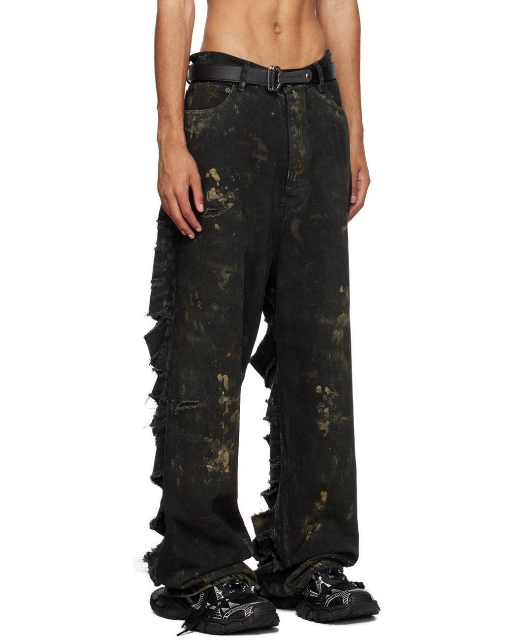 Balenciaga Balenciaga Destroyed Denim Pants 'Flat Black' Size US 34 / EU 50 - 3 Thumbnail