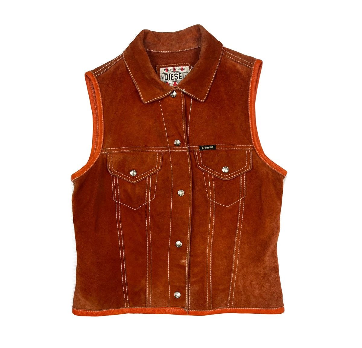 Diesel Vintage DIESEL Leather Vest 90s Suede Cowhide Waistcoat Size S / US 4 / IT 40 - 1 Thumbnail