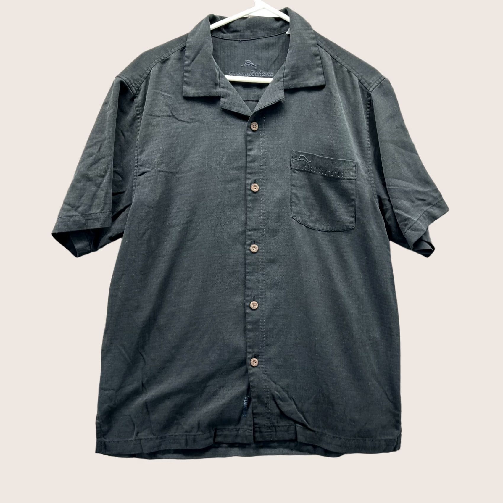 Tommy Bahama Tommy Bahama Shirt Mens Medium Black Button-Down Windowpane Silk Blank Camp Shirt Size US M / EU 48-50 / 2 - 1 Thumbnail