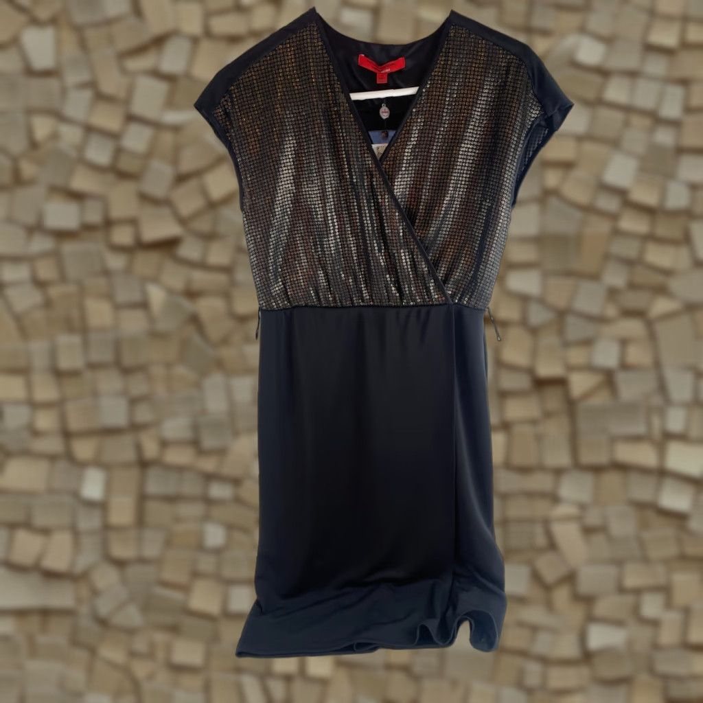 Narciso Rodriguez Narciso Rodriguez Dress Women's XS Black Bronze Sequin Midi Wrap NWD Size 26" / US 2 / IT 38 - 1 Thumbnail