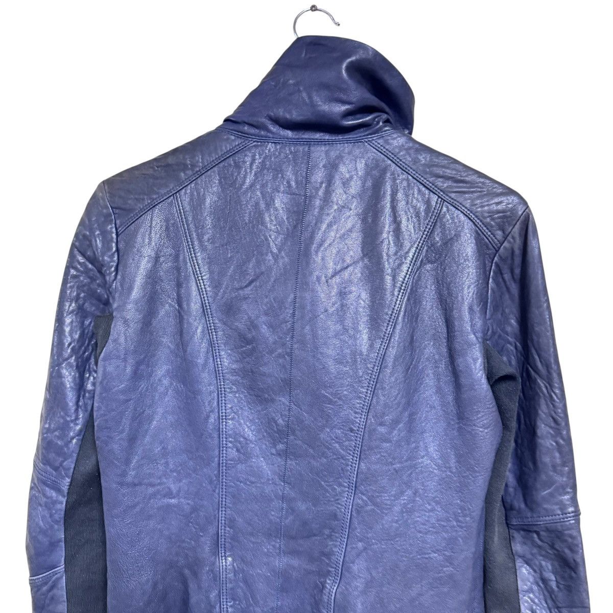 Japanese Brand Husk Hi-Neck Leather Biker Jacket Rick Owens Style Size S / US 4 / IT 40 - 8 Thumbnail
