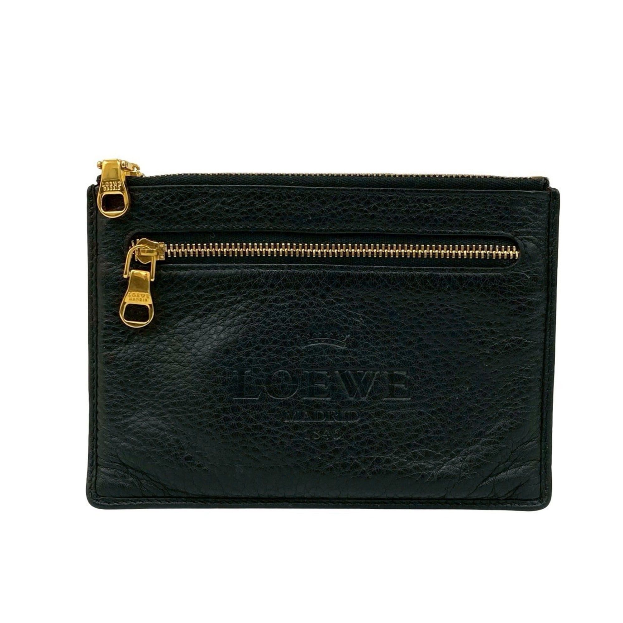 Loewe LOEWE Gold Leather Zipper Pouch/Coin Case, Black, 62954 Size ONE SIZE - 1 Thumbnail