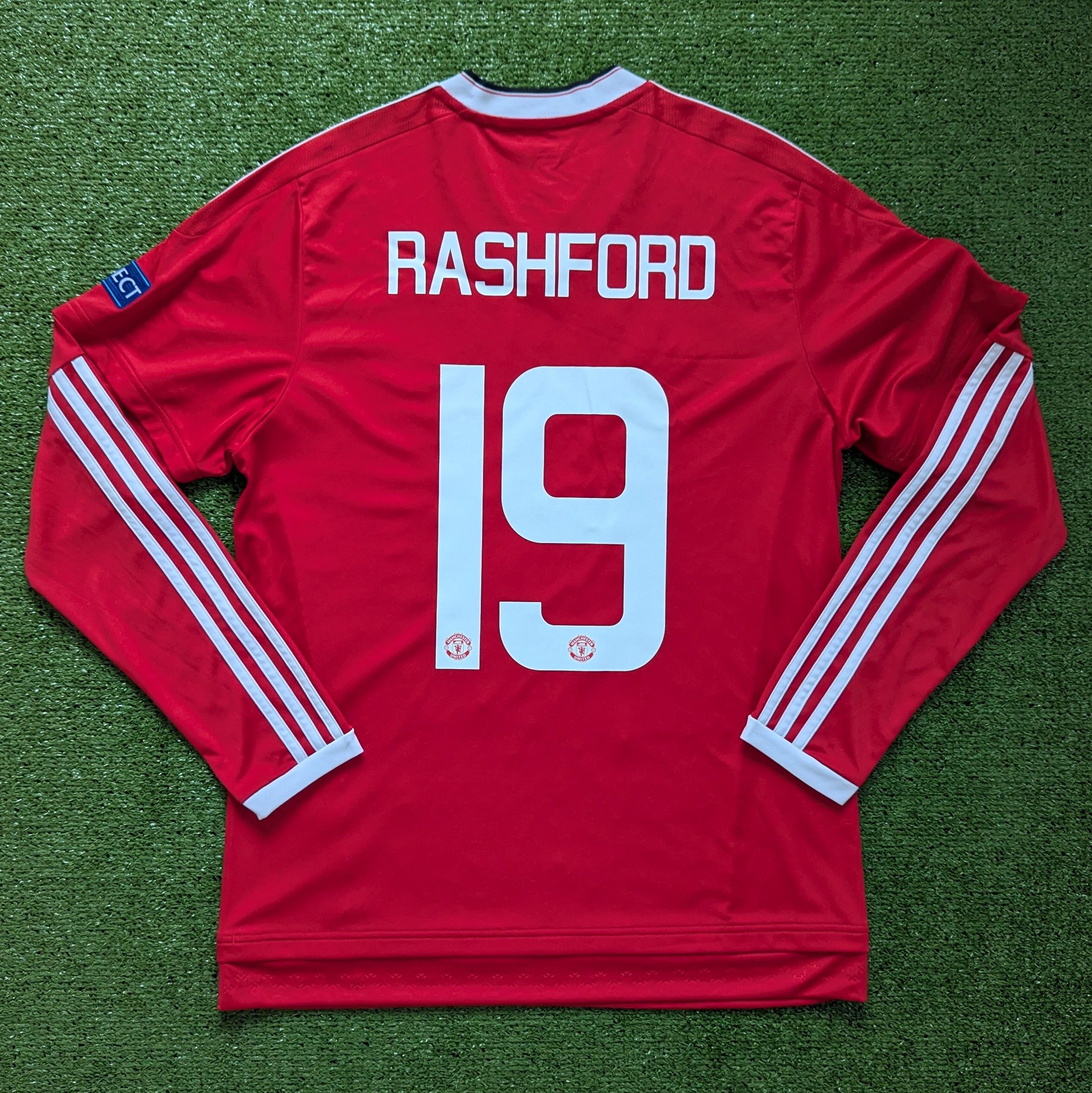 Adidas MANCHESTER UNITED 2015/2016 HOME FOOTBALL SHIRT RASHFORD #19 Size US M / EU 48-50 / 2 - 1 Thumbnail
