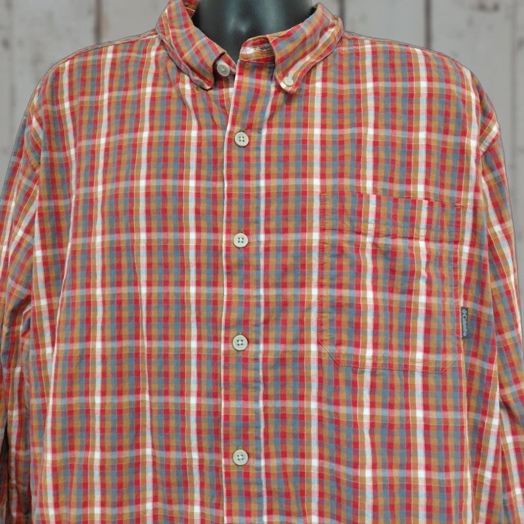 Vintage Columbia Sportswear Shirt Mens XXL Orange Red Plaid Button-Down Long Sleeve Size US XXL / EU 58 / 5 - 1 Thumbnail