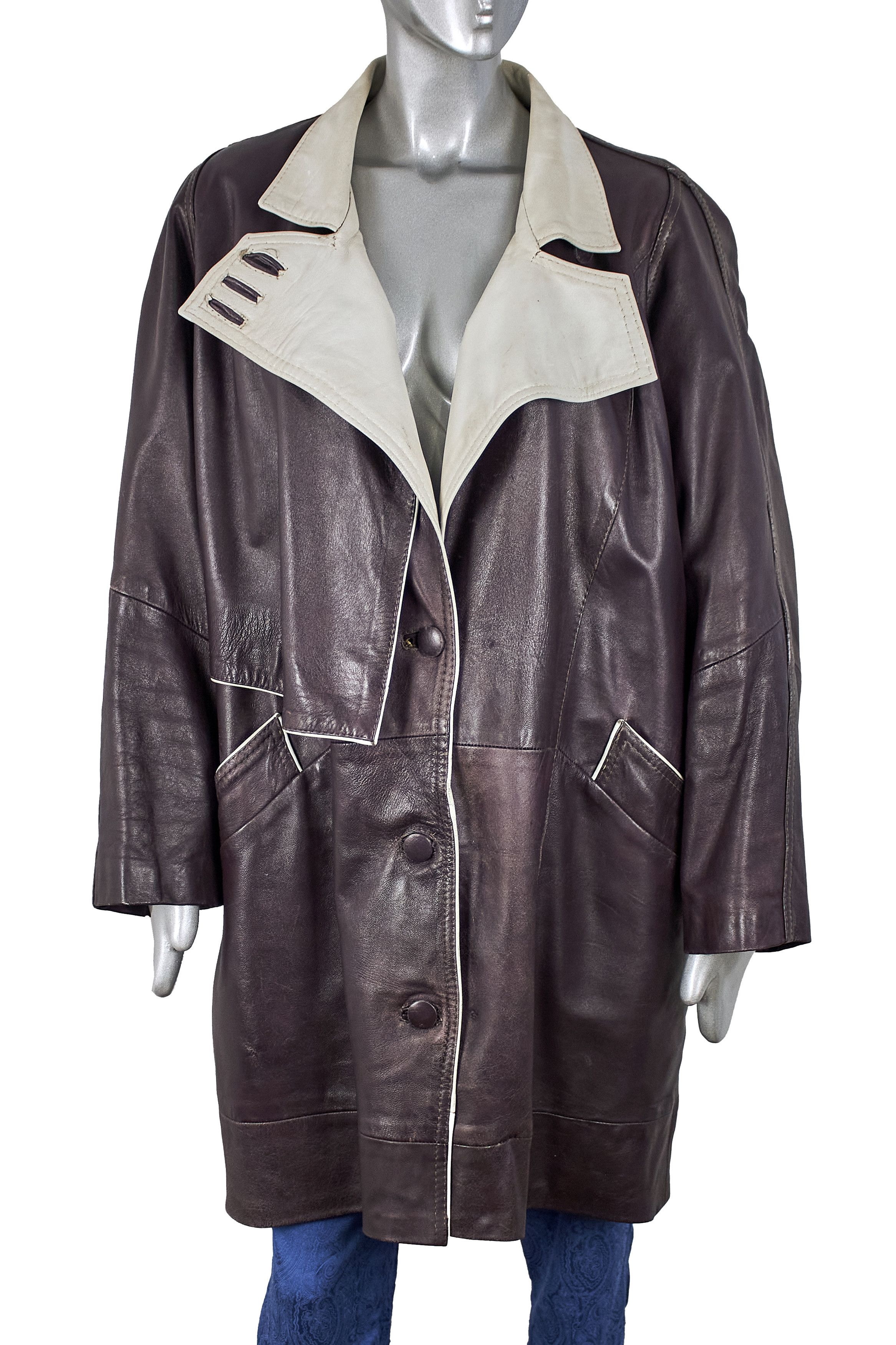 Valentino Rare vintage Valentino women's leather coat, raincoat cloak Size XL / US 12-14 / IT 48-50 - 4 Thumbnail