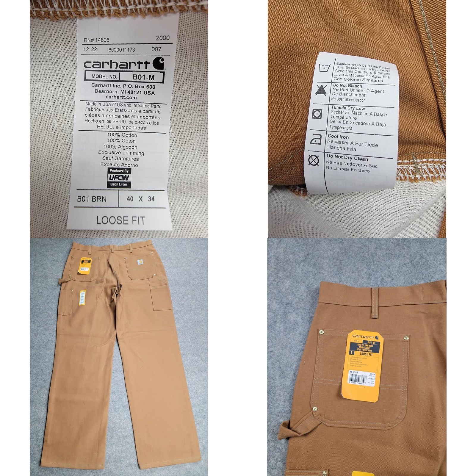 Carhartt Carhartt Pants Mens 40x34 Brown Loose Fit Double Front Utility Work USA Size US 40 / EU 56 - 8 Thumbnail