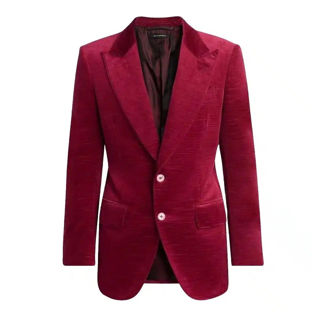 Tom Ford o1loc1c0326 JLPP01 Dyllan Ridged Velvet Jacket in Red Size US M / EU 48-50 / 2 - 1 Thumbnail