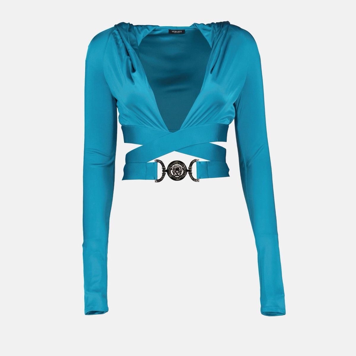 Versace Turquoise Hooded Top with Silver Medusa Belt – IT 38