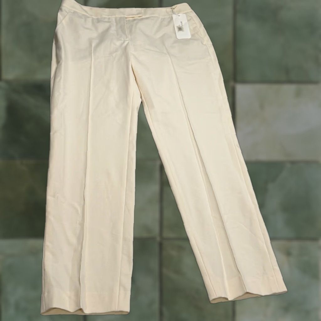 Vintage VINTAGE NWT AKRIS PUNTO Cream Straight Leg trousers 4 Women Pants Cotton Frankie Cream Minimalist City Preppy Ankle Women Size 27" / US 4 / IT 40 - 1 Thumbnail