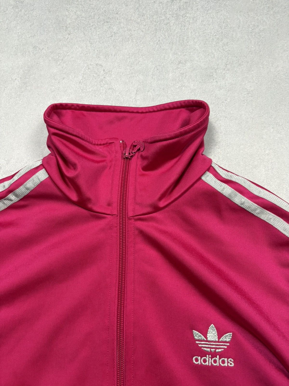 Adidas Vintage 2000s Adidas Trefoil Logo Track Jacket Pink Zip Y2K Size M / US 6-8 / IT 42-44 - 11 Thumbnail