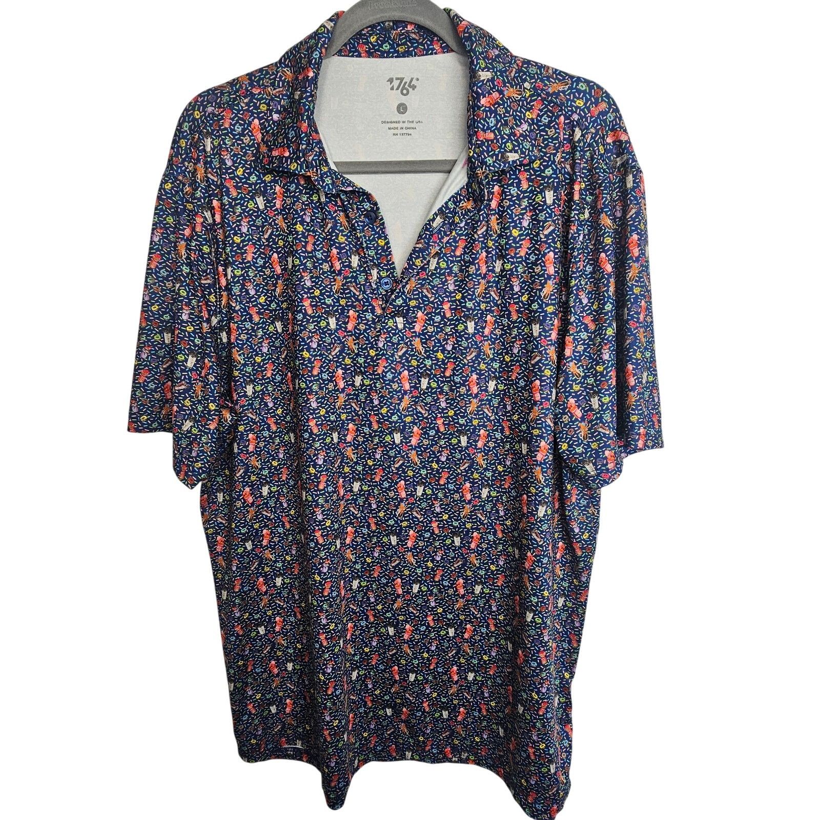 Whim Golf 1764 Mens Golf Polo Shirt Donut Milkshake Print L Stretch Size US L / EU 52-54 / 3 - 1 Thumbnail
