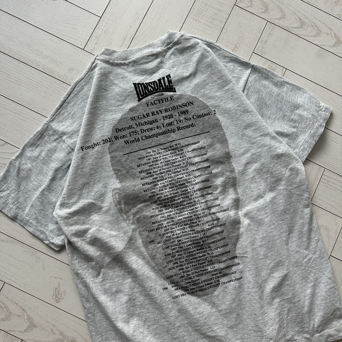 Lonsdale Vintage 90s Lonsdale Sugar Ray Robinson Boxer memorial tee Size US L / EU 52-54 / 3 - 6 Thumbnail