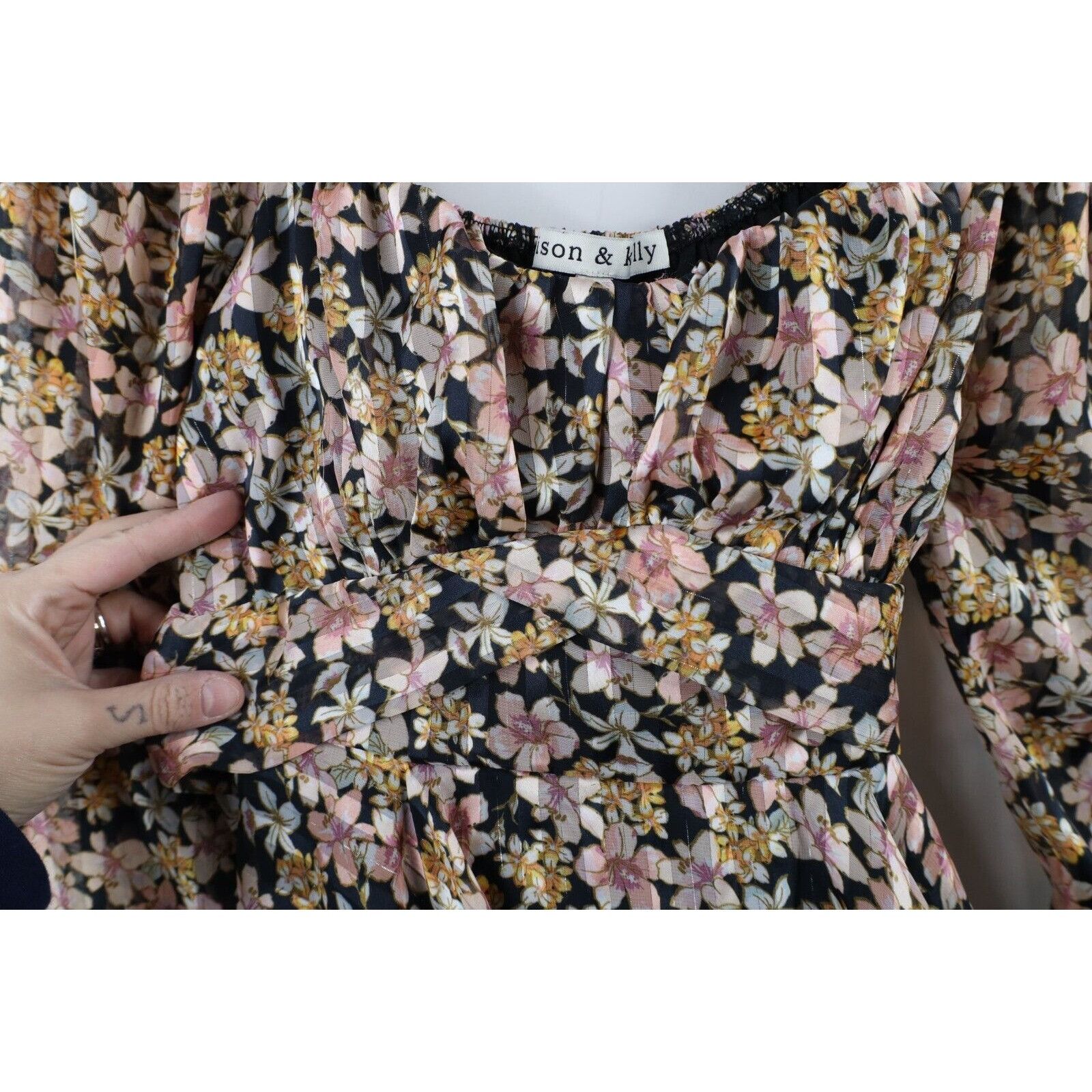 Vintage Vintage Y2K Sheer Ruffled Flower Tie Front Romper Dress Size S / US 4 / IT 40 - 5 Thumbnail