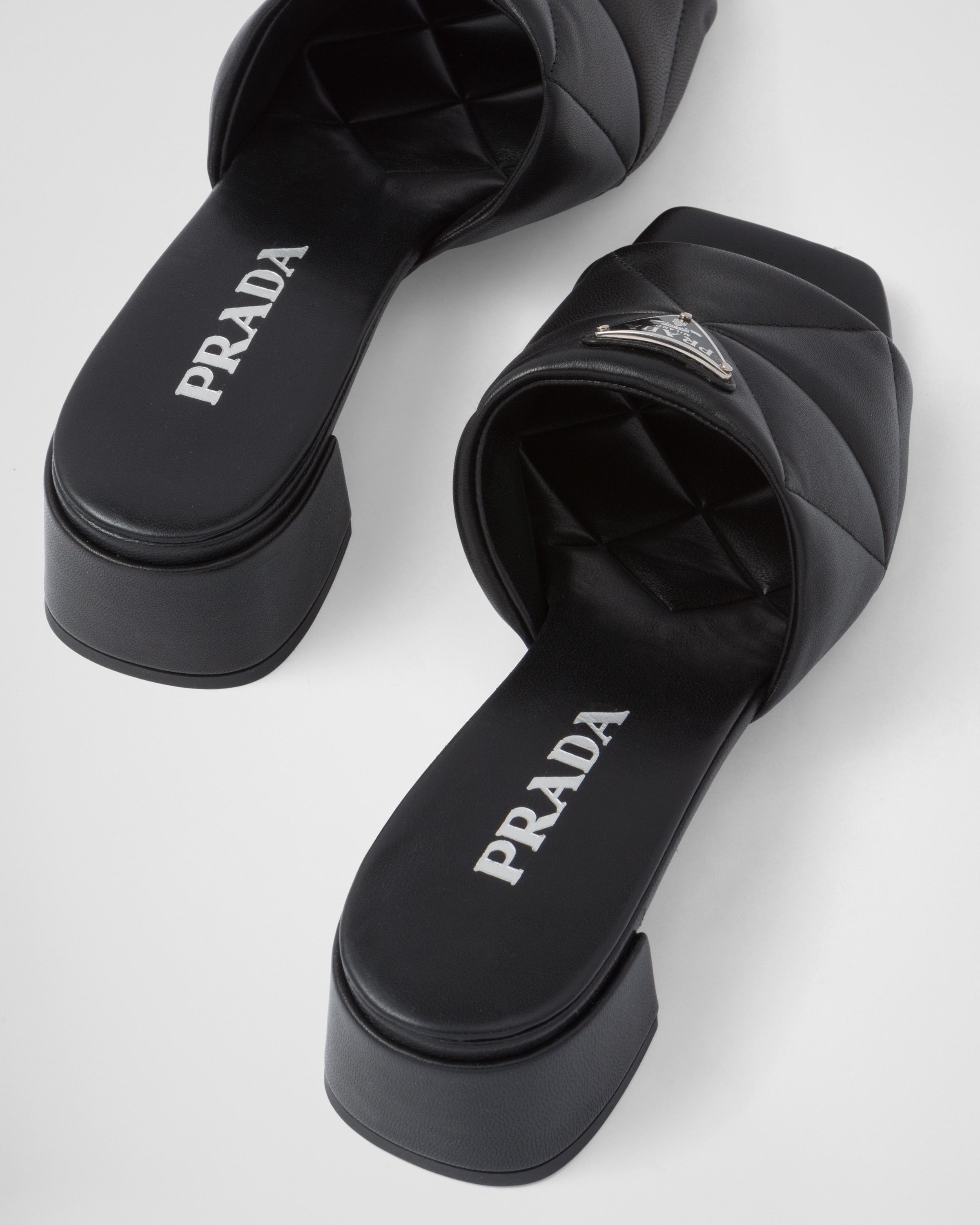 Prada oc11z0625 Quilted Nappa Slides Sandals in Black Size US 11 / IT 41 - 7 Thumbnail