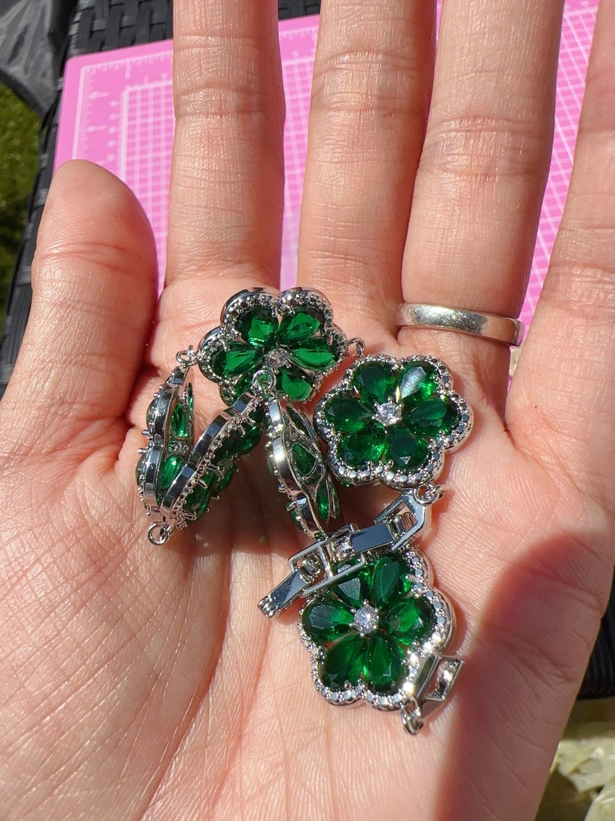 Natasha Zinko Natasha 925 sterling silver Green Cubic Zircon Crystal Size ONE SIZE - 5 Thumbnail