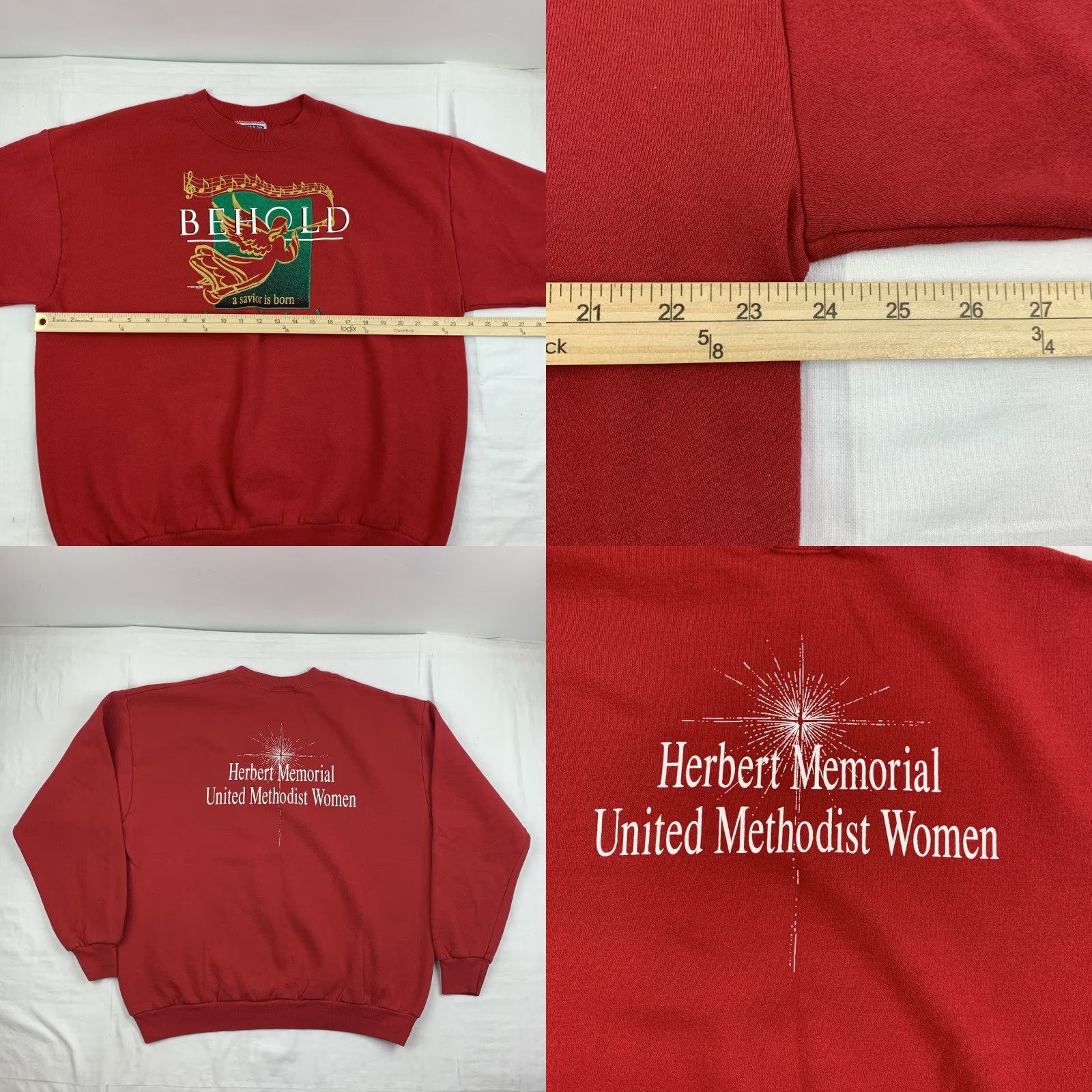 Lee VINTAGE Lee Sweatshirt Shirt Adult XL Red Jesus Christ Lord Savior 90s Christmas Men Pullover Crew Neck Mens Size US XL / EU 56 / 4 - 8 Thumbnail
