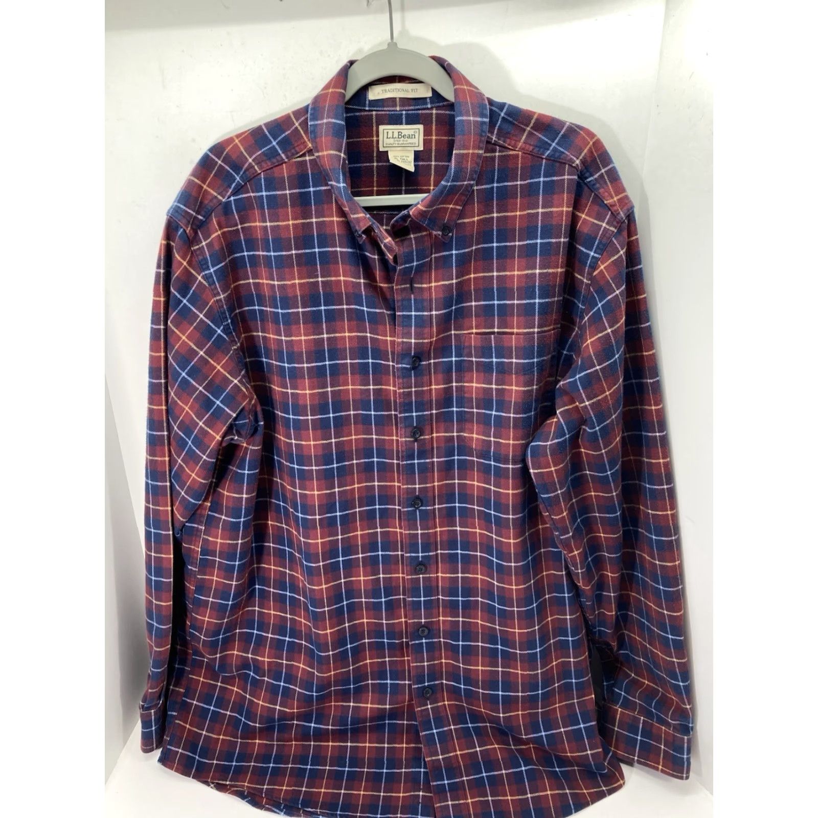 Vintage LL Bean Flannel Shirt Men XL Tall Blue Plaid Button Long Sleeve Cotton Shirt Size US XL / EU 56 / 4 - 2 Thumbnail