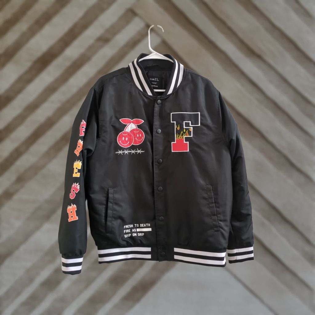 Vintage VINTAGE rue21 Bomber Jacket Men Regular Black 90s Lightweight Lightweight? Size US M / EU 48-50 / 2 - 1 Thumbnail