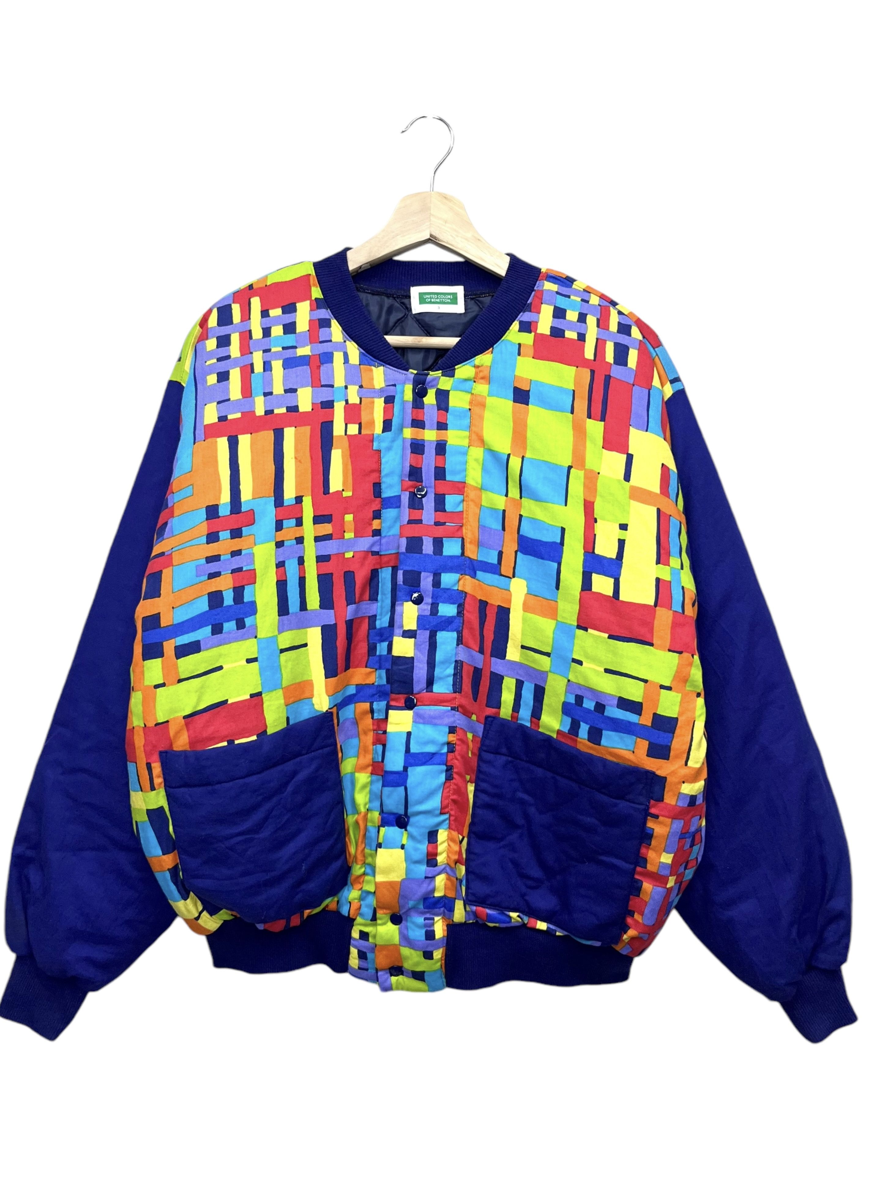 🔥BENETTON Hype Multicolor Button-up Bomber Jacket