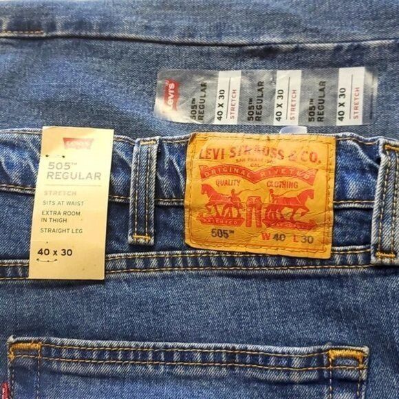 Levi's Levi's 505 Regular Stretch Straight Sz. 40x30 Blue Jeans wit Size US 40 / EU 56 - 4 Thumbnail