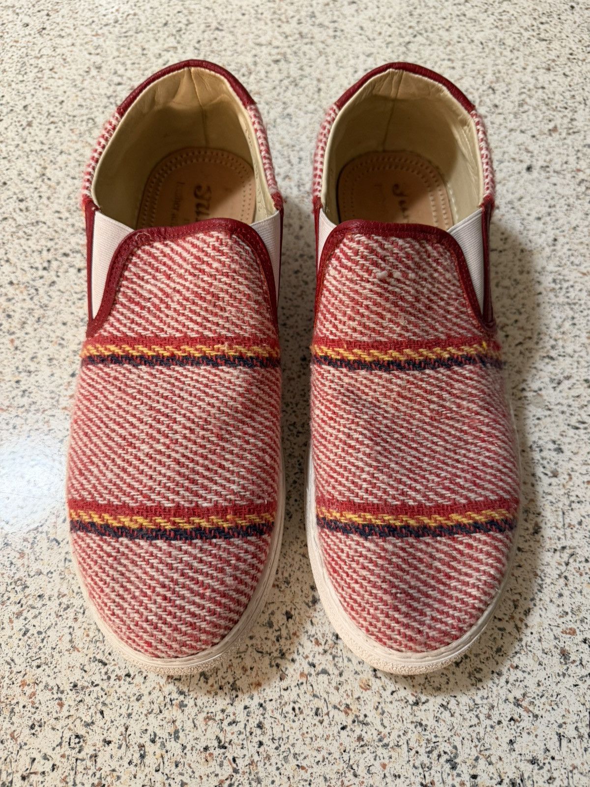 Yuketen Red Multicolor Woven Slip On Sneakers Size US 10.5 / EU 43-44 - 1 Thumbnail