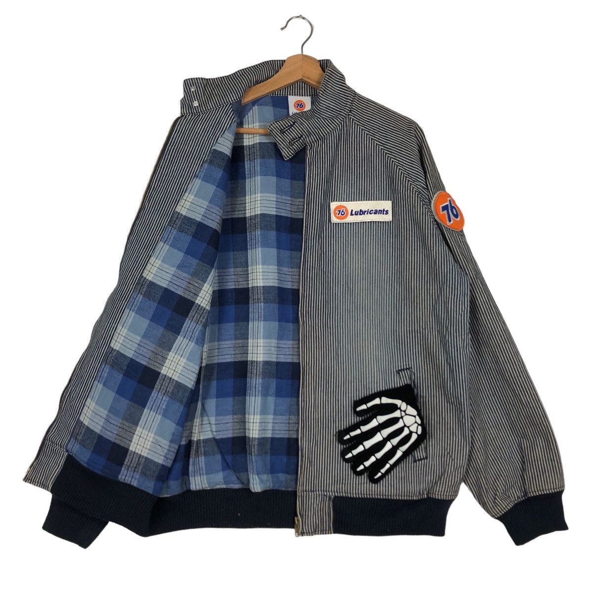 Japanese Brand 🔥90’s Striped Bomber Jacket 76 Lubricant Big Logo Size US L / EU 52-54 / 3 - 9 Thumbnail