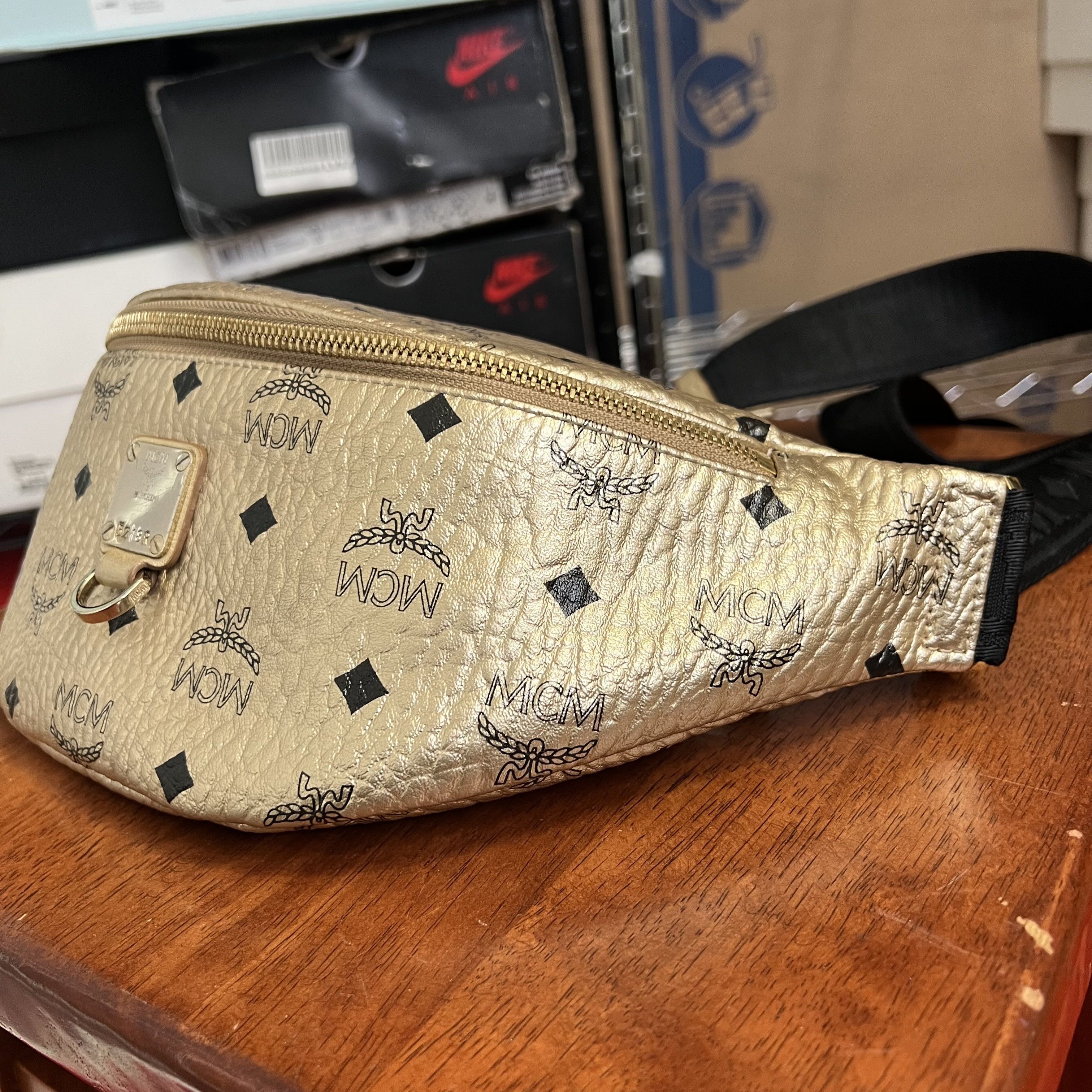 MCM MCM Gold Visetos Coated Canvas Belt Bag Size ONE SIZE - 5 Thumbnail
