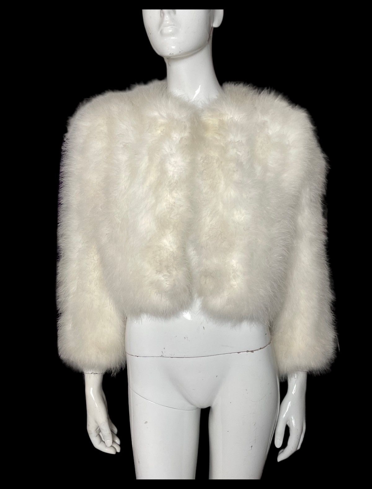 image of Vintage White Marabou Feather Jacket Wedding, Women's (Size Small)