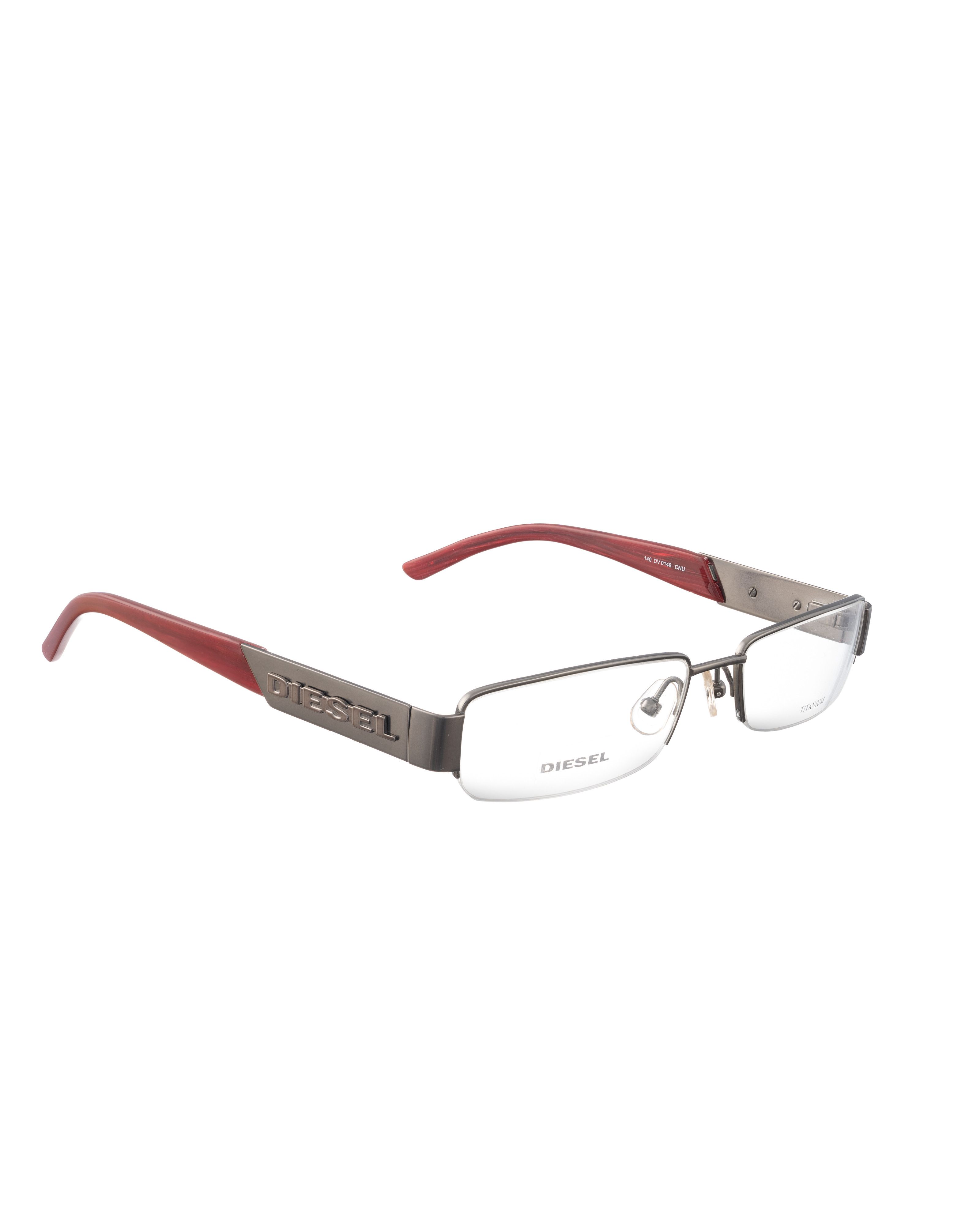 Diesel Diesel 90s Silver Half Rim Glasses with Burgundy Temples Size ONE SIZE - 1 Thumbnail