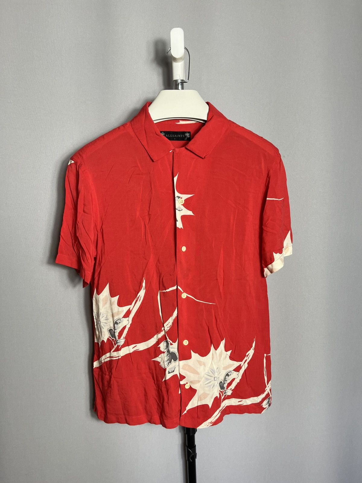 Allsaints Allsaints mokapu red viscose shirt mens lightweight floral Size US S / EU 44-46 / 1 - 1 Thumbnail
