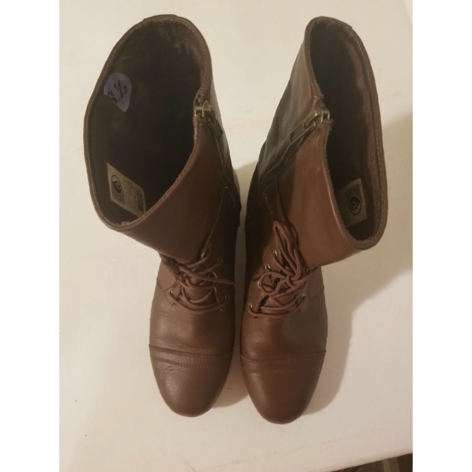 Volcom VINTAGE Volcom Brown Leather Boots Size 8.5 Womens Low Heel Lace Zipper Size US 8.5 / IT 38.5 - 5 Thumbnail