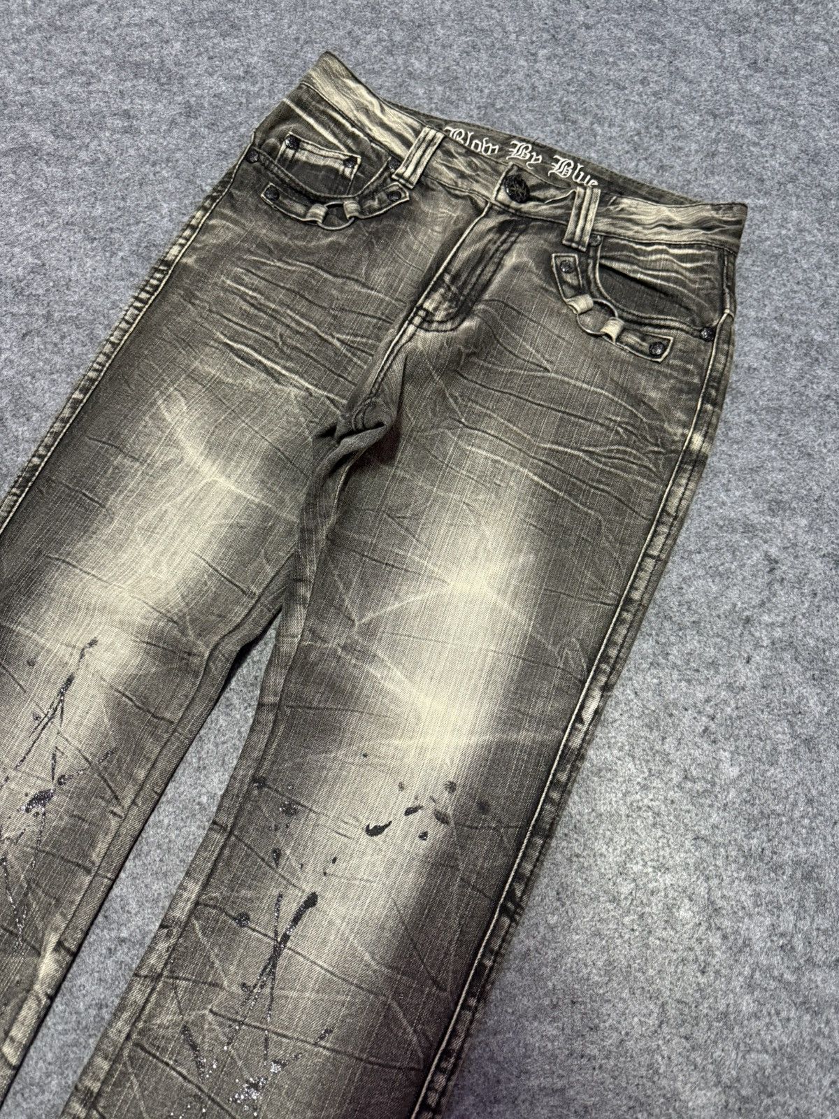 Japanese Brand × LOWBOX Blow By Blue Japan Paint Splatter Shadow Wash Jeans Size US 30 / EU 46 - 5 Thumbnail