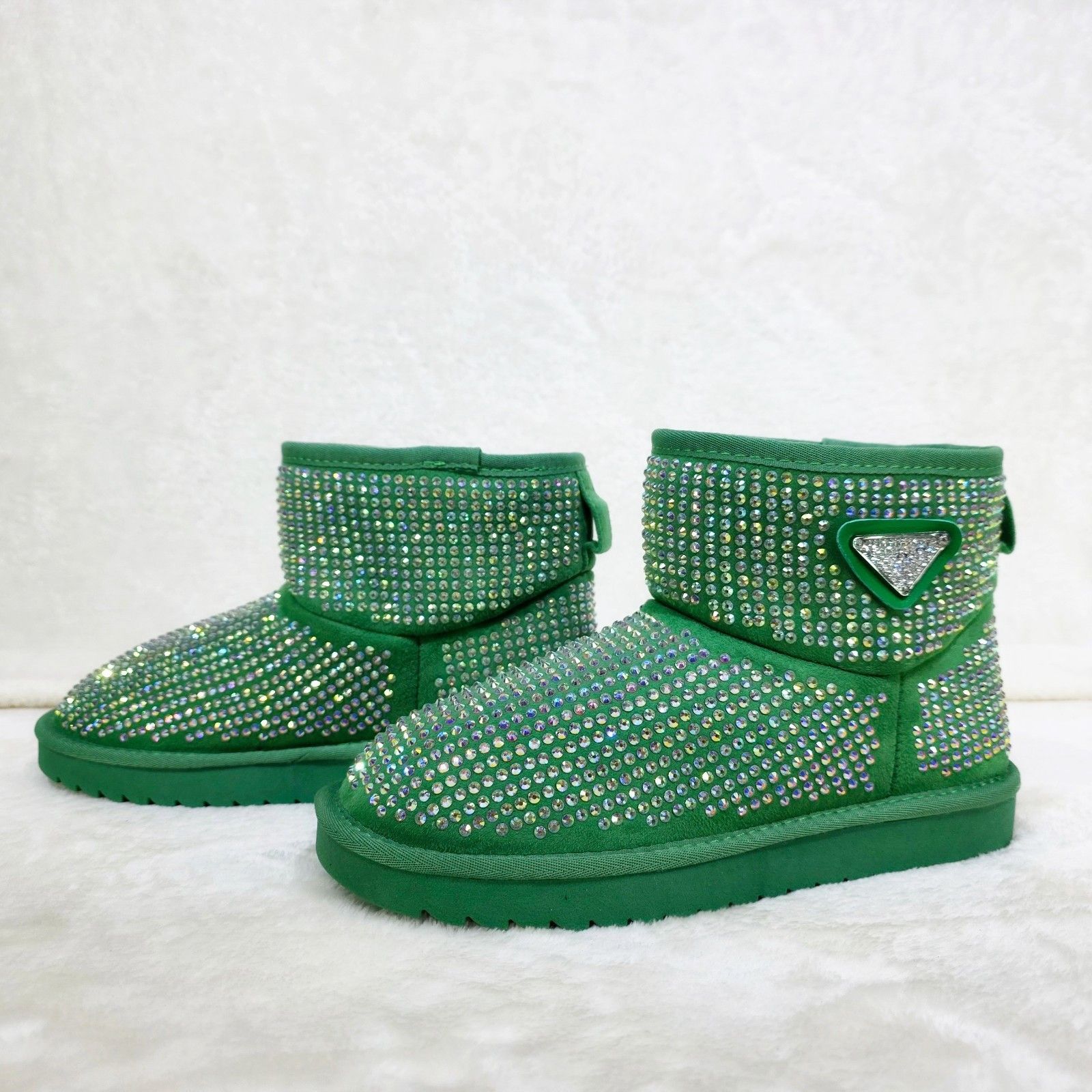 Other Twinkle Faux Fur Lined Slip On Winter Ankle Boots Green Irid Size US 8.5 / IT 38.5 - 8 Thumbnail