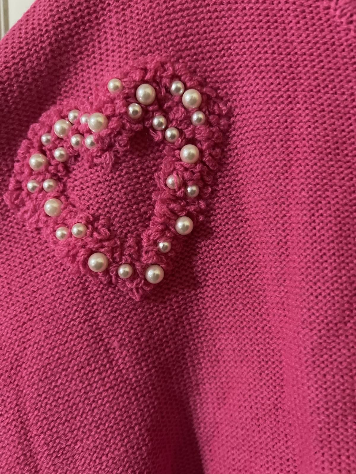 Other Pink V-Neck Sweater with Pearl Heart S, L cottagecore barbie Size S / US 4 / IT 40 - 3 Thumbnail