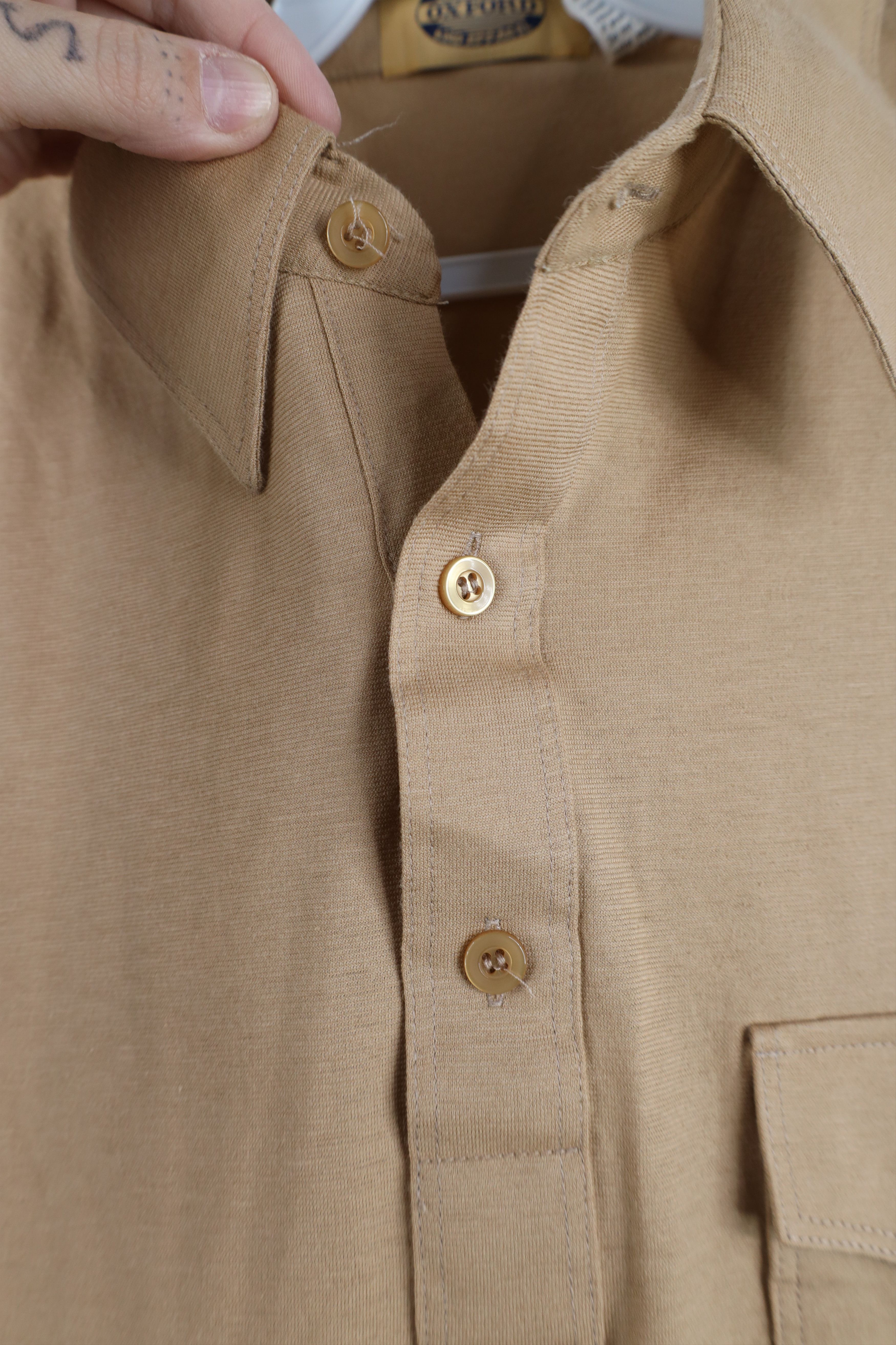 Vintage Vintage 70s 80s Streetwear Collared Polo Shirt Beige Tan Size US XL / EU 56 / 4 - 7 Thumbnail