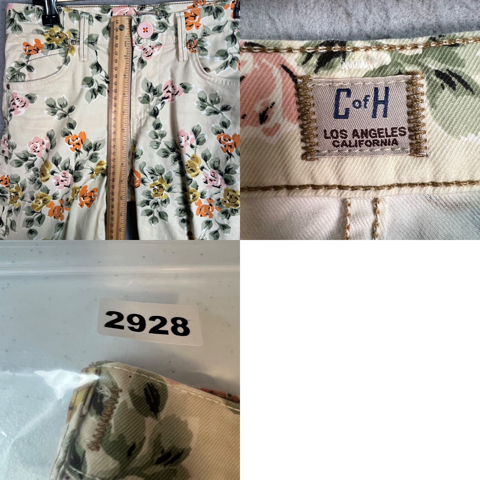 Citizens Of Humanity Citizens Of Humanity Womens 25 Mandy High Waist Retro Slim Jeans Floral 5-Pocket Denim Beige Vintage No Size 42" / US 20 - 9 Thumbnail
