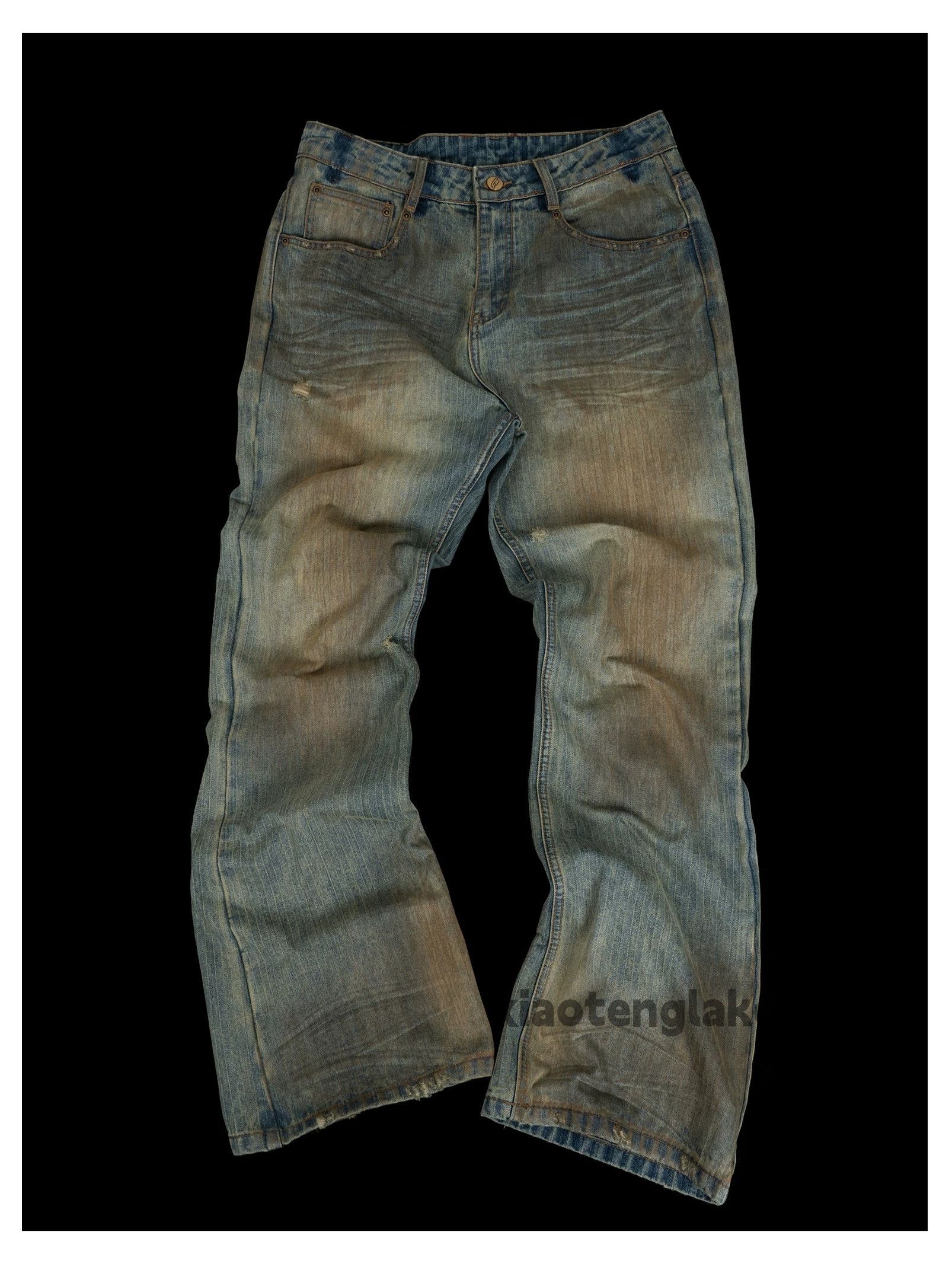 Jean × Vintage dirty mud washed faded bootcut stain punk grunge jeans Size US 32 / EU 48 - 1 Thumbnail