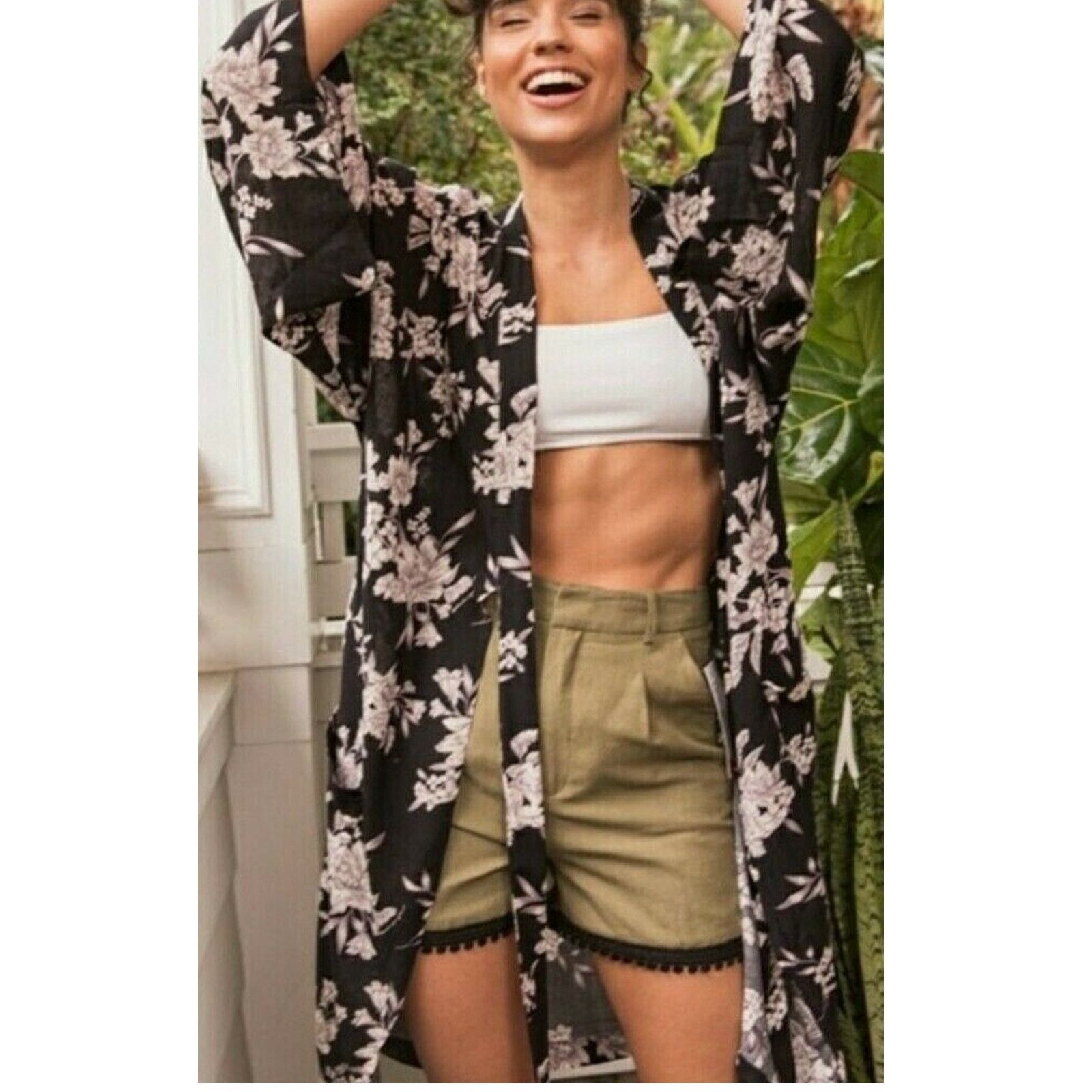 Spiritual Gangster Spiritual Gangster Womens OS Floral Robe Kimono Cover Up Size ONE SIZE - 1 Thumbnail
