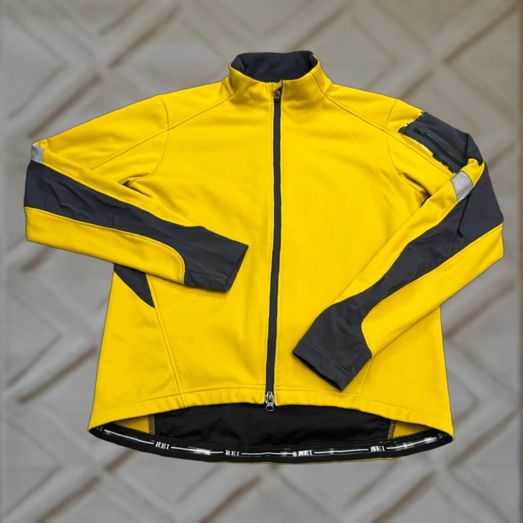 Vintage REI Cycling Softshell Windbreaker Jacket Men Large Yellow Full Zip Outdoor Biker Size US L / EU 52-54 / 3 - 1 Thumbnail
