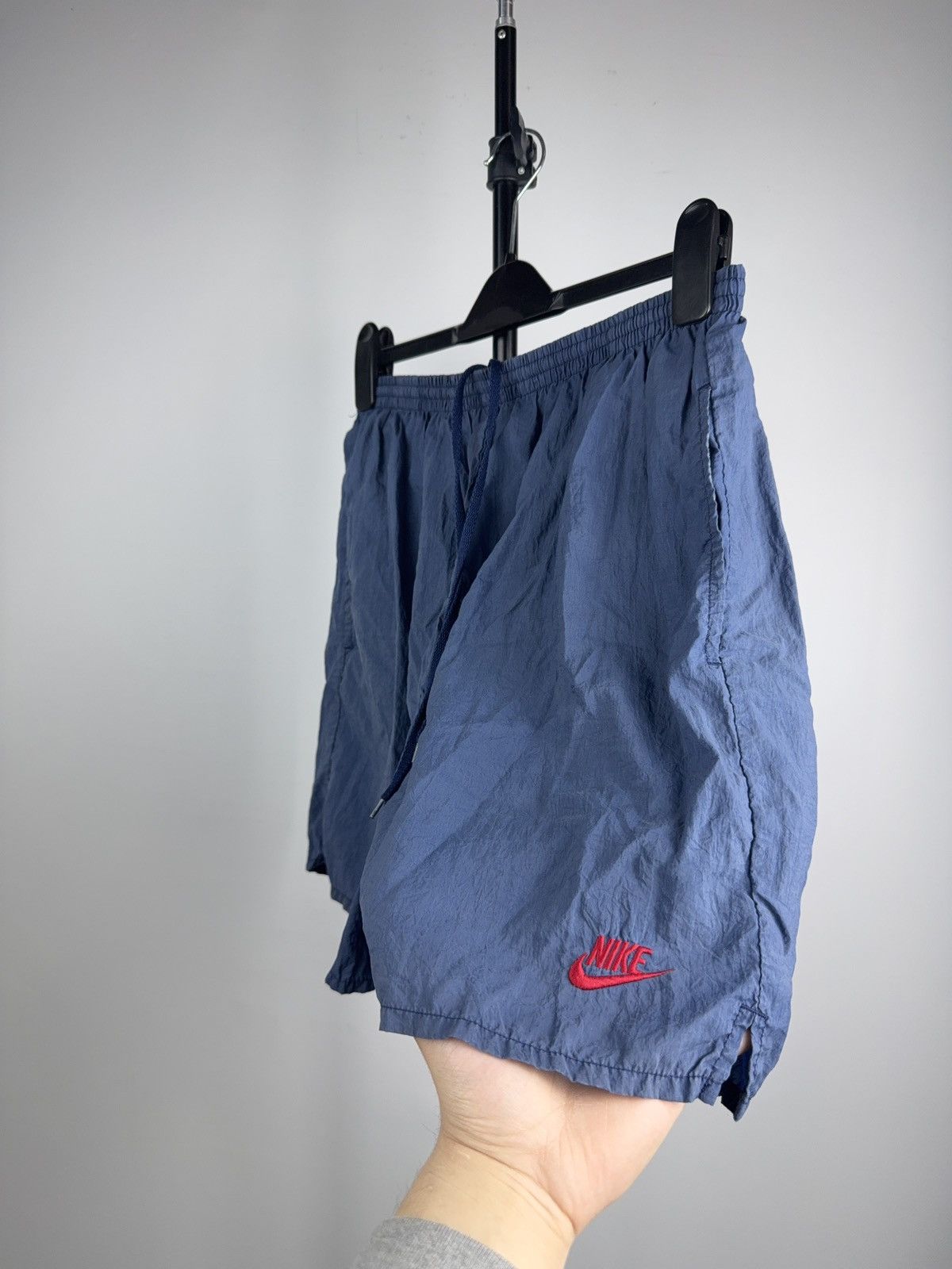 Nike 80s Retro Vintage Nike Swim Shorts Faded Blue Big Logo Y2K L Size US 35 - 4 Thumbnail