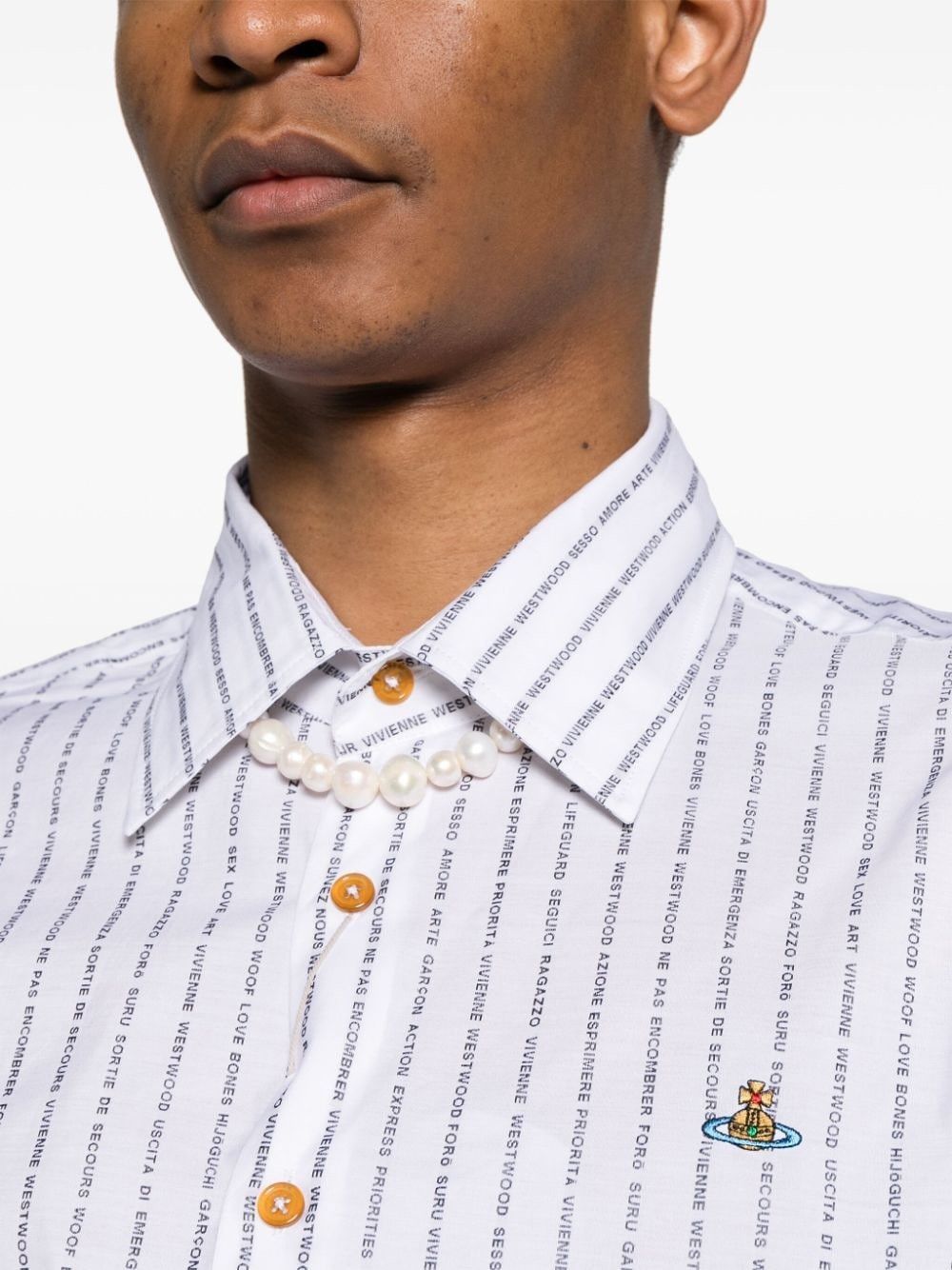 Vivienne Westwood o1y0525 Logo Patterned Shirt in White/Black Size US S / EU 44-46 / 1 - 2 Thumbnail