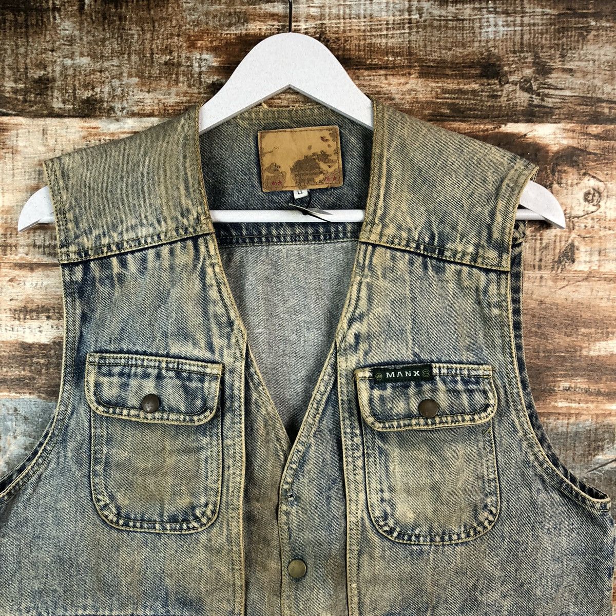 Japanese Brand Manx Blue Denim vintage Jacket Vest #A2511 Size US XL / EU 56 / 4 - 4 Thumbnail