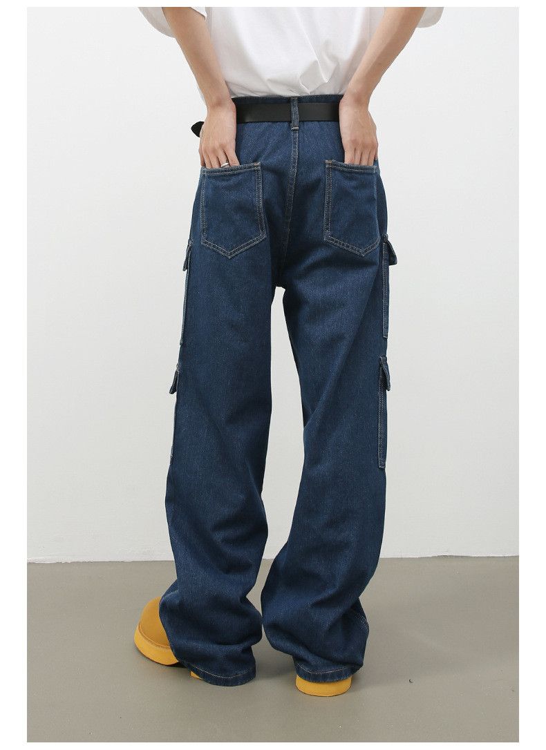 Japanese Brand Men's washed distressed vintage multi-pocket cargo jeans Size US 34 / EU 50 - 2 Thumbnail